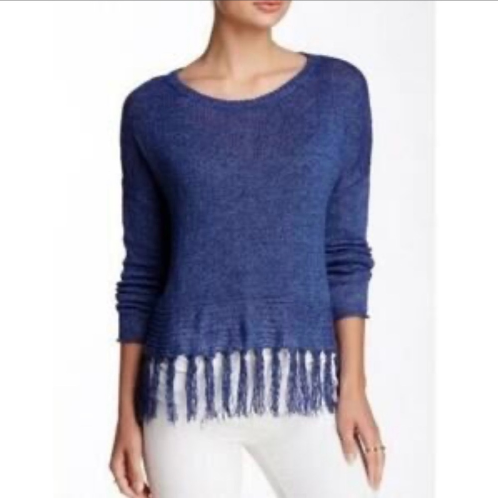 Italian Linen Knit Fringe Sweater